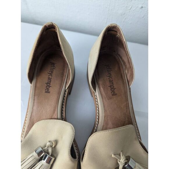 Jeffrey Campbell - D'orsay "Open Case" Designer Cream Tassel Leather Loafers Sz - Picture 3 of 7